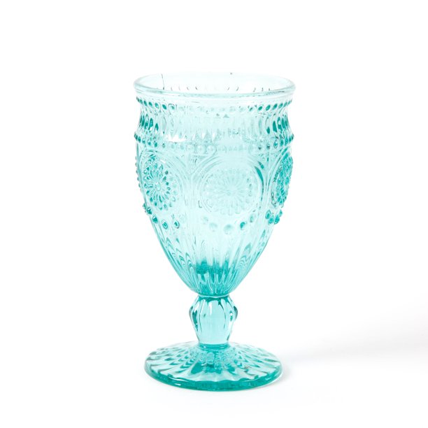 Adeline Footed Glass Goblets Turquoise