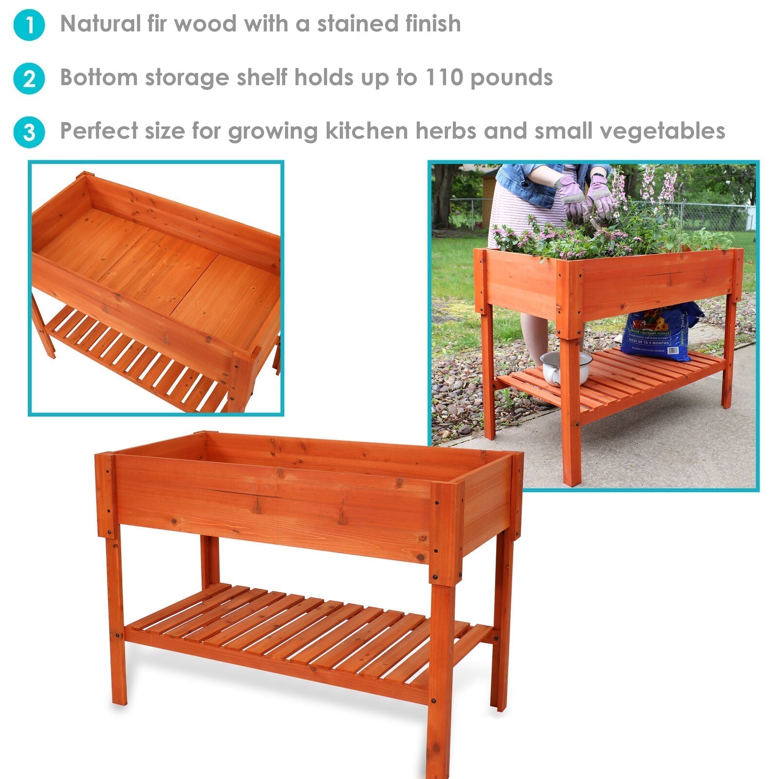 Planter Box with Shelf  in 42 Inches Orange