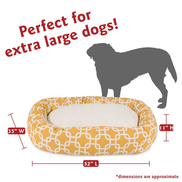 Sherpa Bagel Pet Bed in 52 Inches Yellow Extra Large