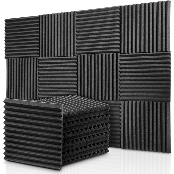 Acoustic Panels Sound Proof Foam 12 Packs 12x12x1 Inches Black