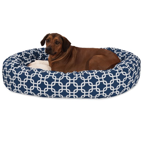 Sherpa Bagel Pet Bed in 52 Inches Extra Large Navy Blue