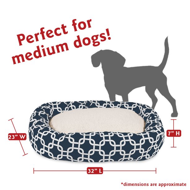 Sherpa Bagel Pet Bed in 32 Inches Medium Navy Blue