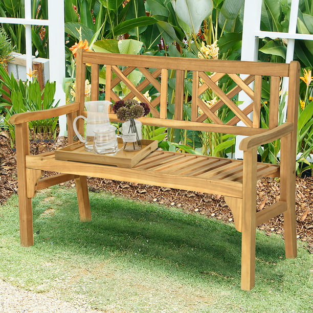 Bench Folding Loveseat Chair Park Garden Deck Furniture