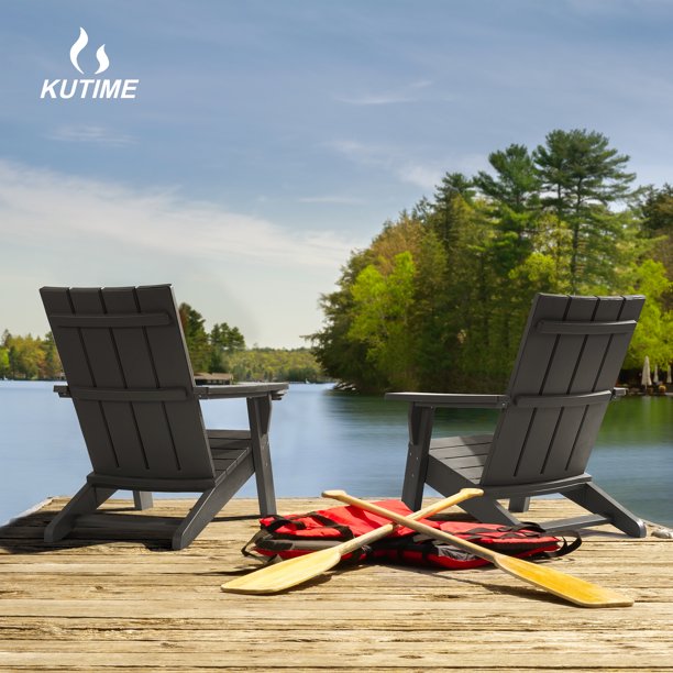 Outdoor Resin Chair with Cup Holder in Black