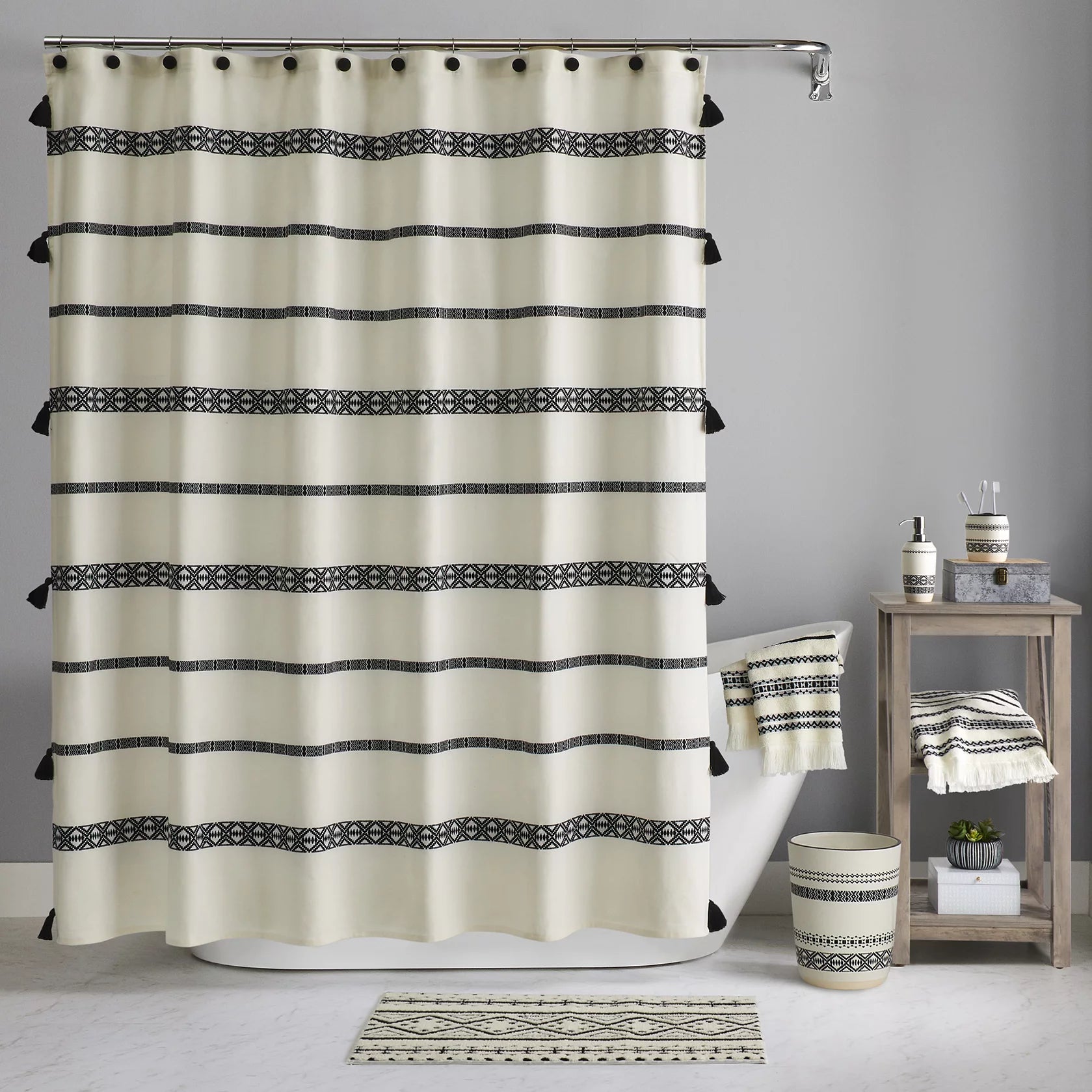 Curtain for Shower in Black 72x72 Inches