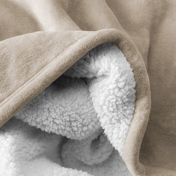 Bare Home Blanket Sherpa Reversible in Light Taupe Twin or Twin XL