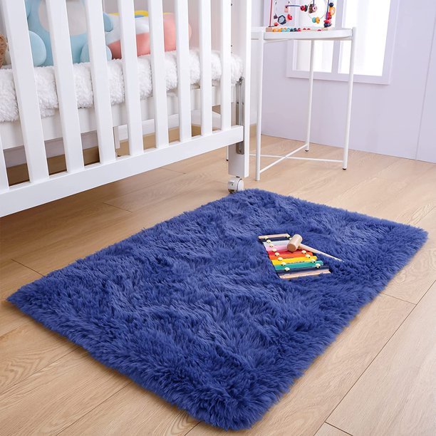 Area Rug for Bedroom Kids Room 2x3 ft Navy Blue