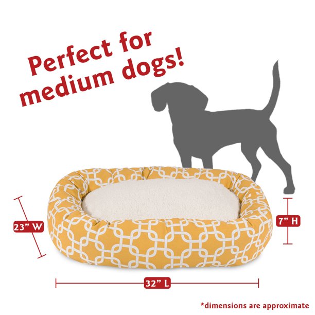 Sherpa Bagel Pet Bed in 32 Inches Yellow Medium