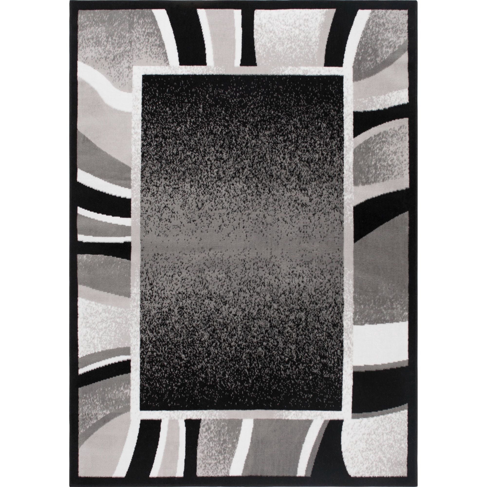 Abstract Border Runner Area Rug Black and Grey - 88 x 62 Inches