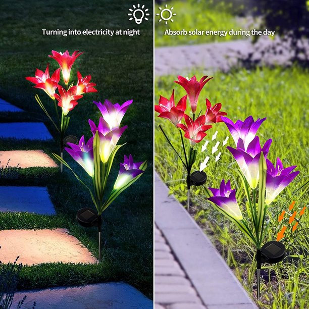 Solar Garden Lights Lily Flower 8 Pieces