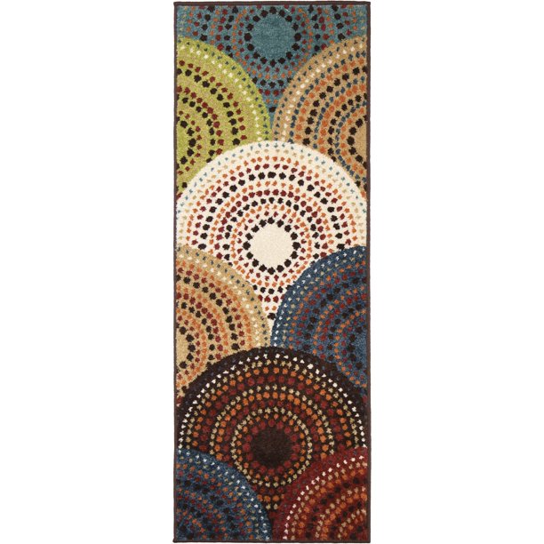 Bright Dotted Circles Runner Rugs in Multicolor 1ft 10Inch x 5ft