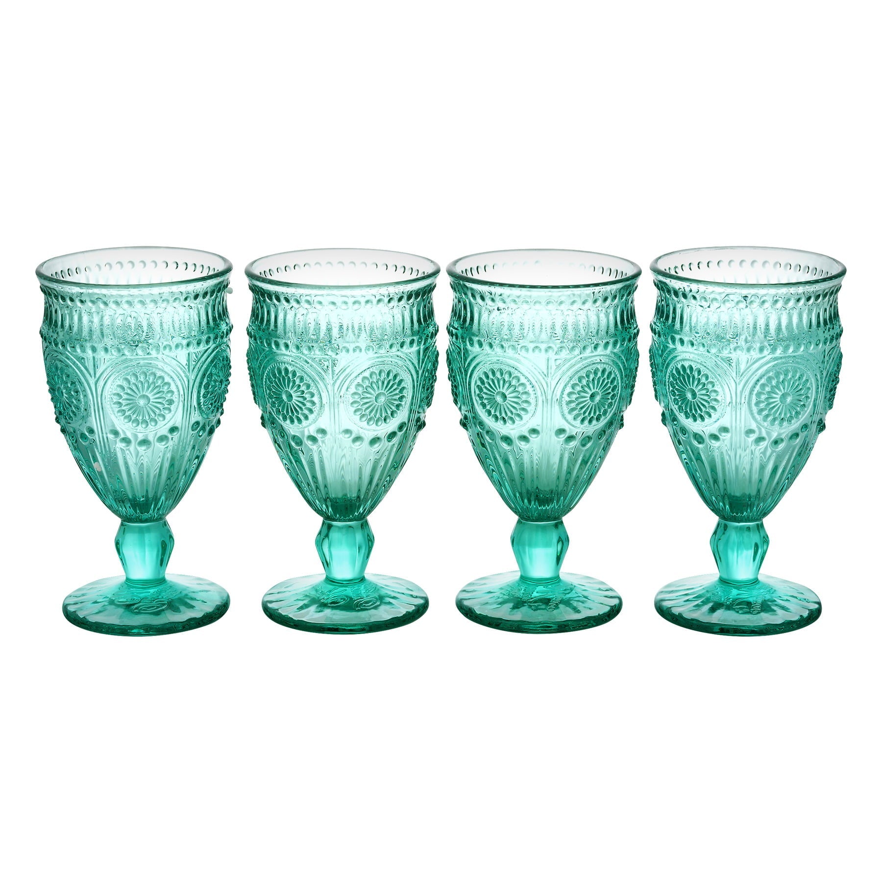 Adeline Footed Glass Goblets Turquoise