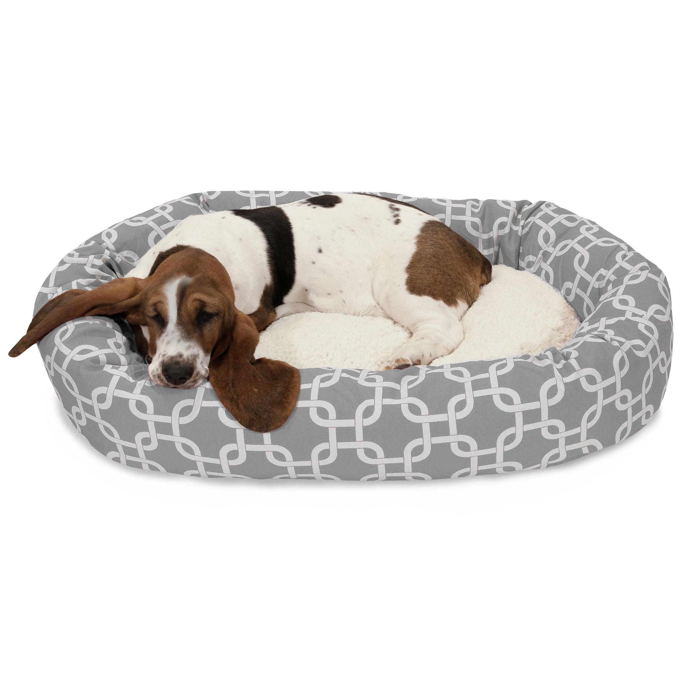 Sherpa Bagel Pet Bed in 32 Inches Grey Medium