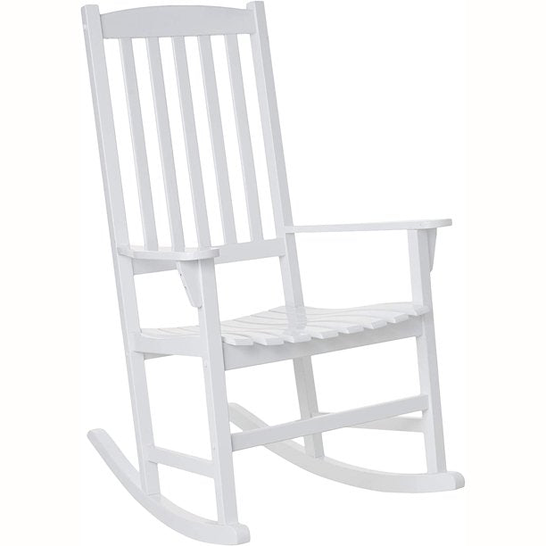 Wooden Front Porch Rocking Chair for Outdoor Patio in White