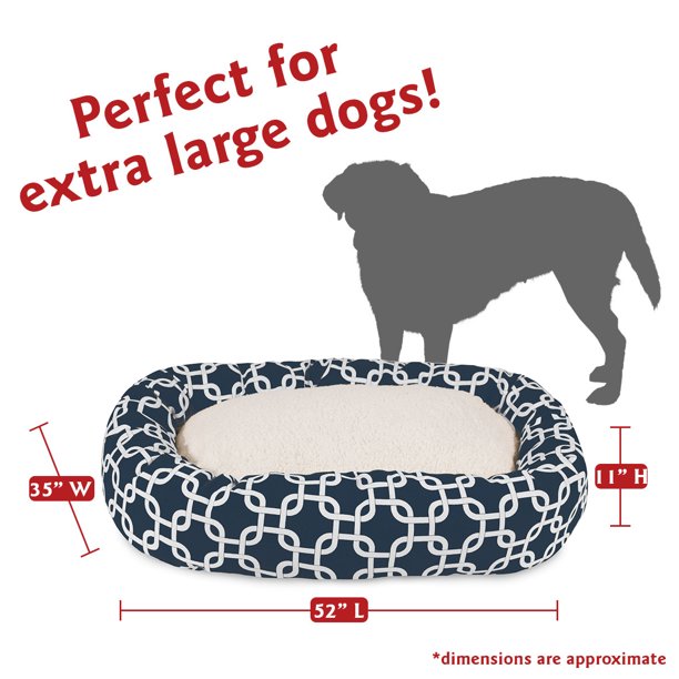 Sherpa Bagel Pet Bed in 52 Inches Extra Large Navy Blue