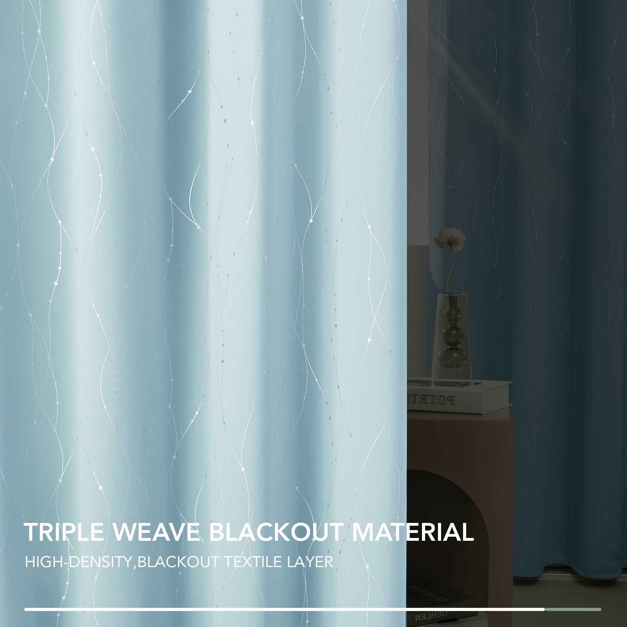 Curtain 2 Panels Size 52x84 Inches Color Light Blue