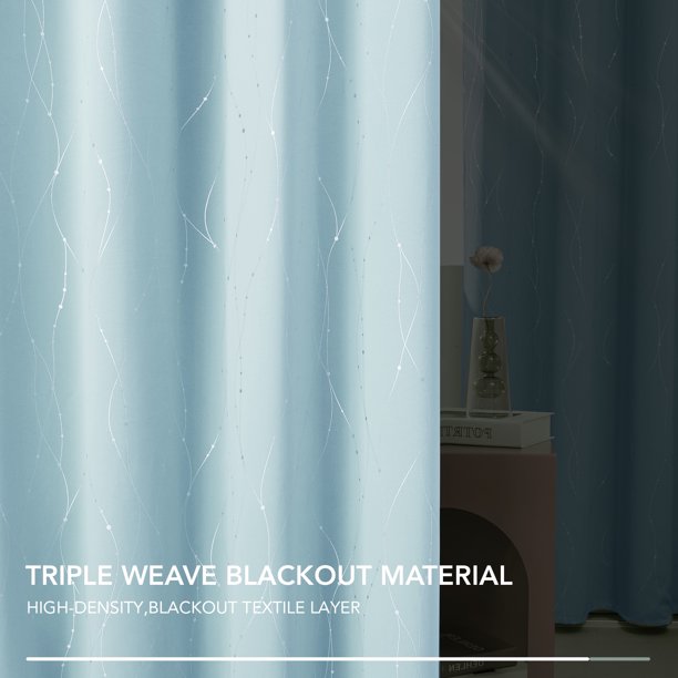 Curtain 2 Panels Size 52x95 Inches Color Light Blue