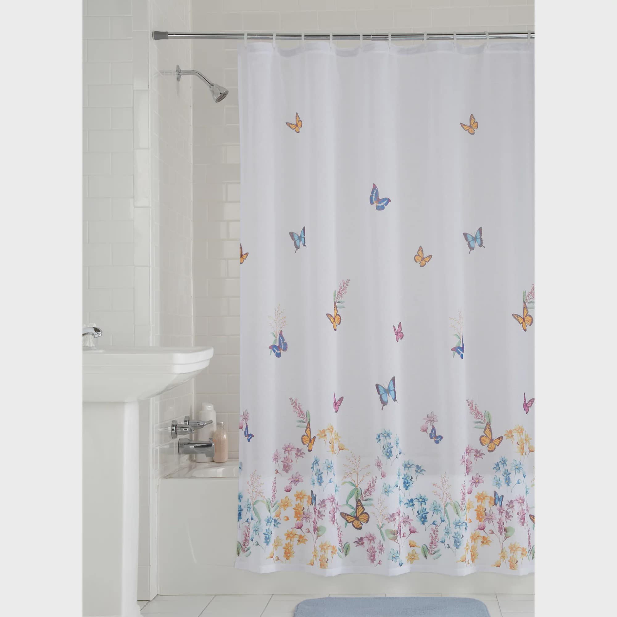 Shower Curtain in Butterfly Semi Sheer 70x72 Inches