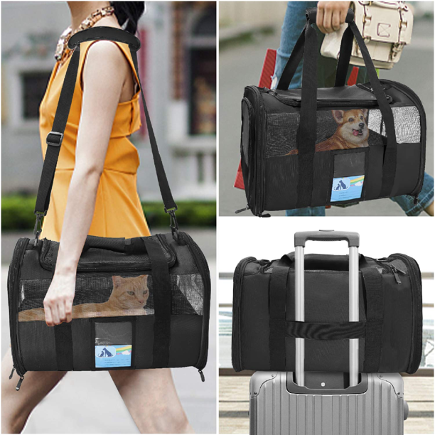 Soft Sided Pet Travel Carrier in 17x12x11 Inches Black