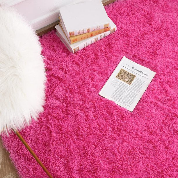 Shag Rug for Bedroom Hot Pink 72x108 Inches