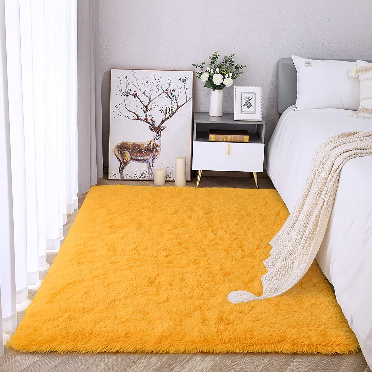Area Rug Modern Shaggy Rugs for Bedroom 2x3 Feet Orange