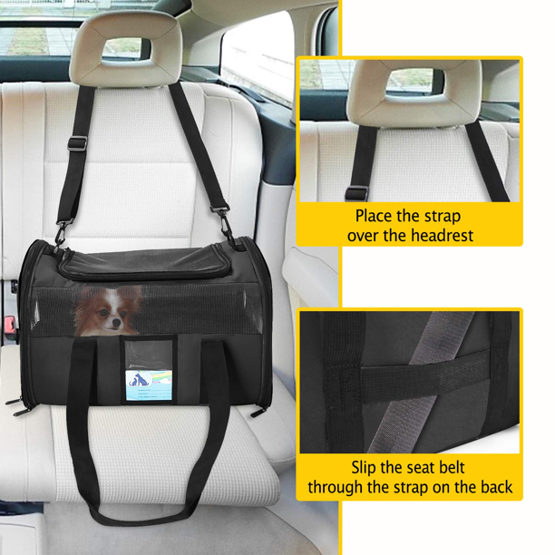 Soft Sided Pet Travel Carrier in 17x12x11 Inches Black