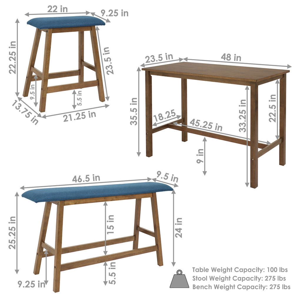 Dining Set Counter Height in Weathered Oak - Vogue Homes