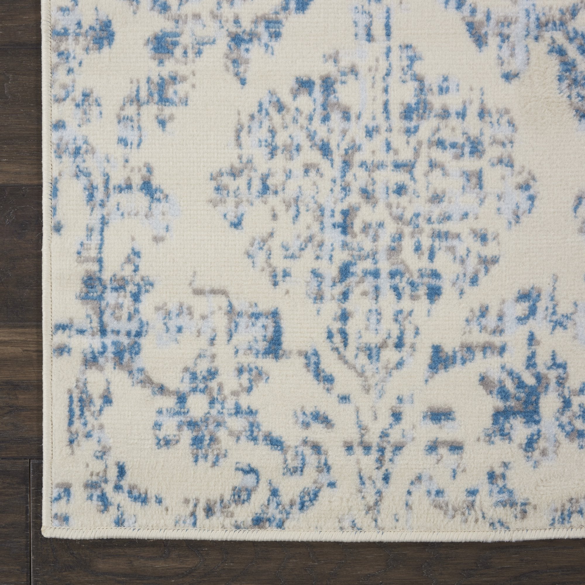 Area Rugs Distressed Damask in Blue 36ft x 5ft