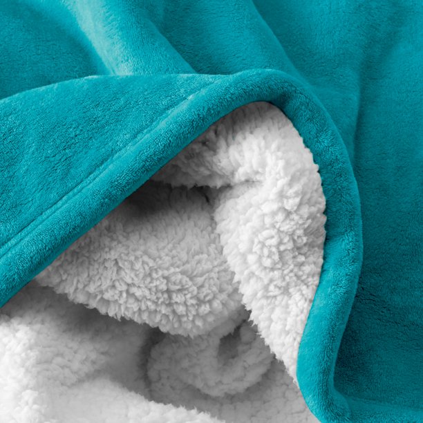 Bare Home Blanket Sherpa Reversible in Caribbean Sea Twin or Twin XL