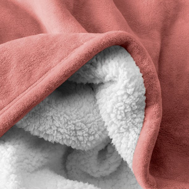 Bare Home Blanket Sherpa Reversible in Dusty Rose Twin or Twin XL