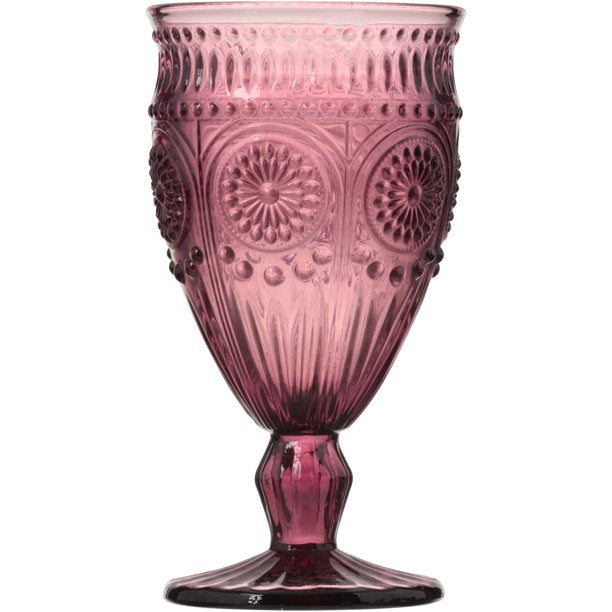 Adeline Footed Glass Goblets Plum