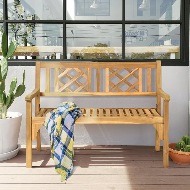 Bench Folding Loveseat Chair Park Garden Deck Furniture