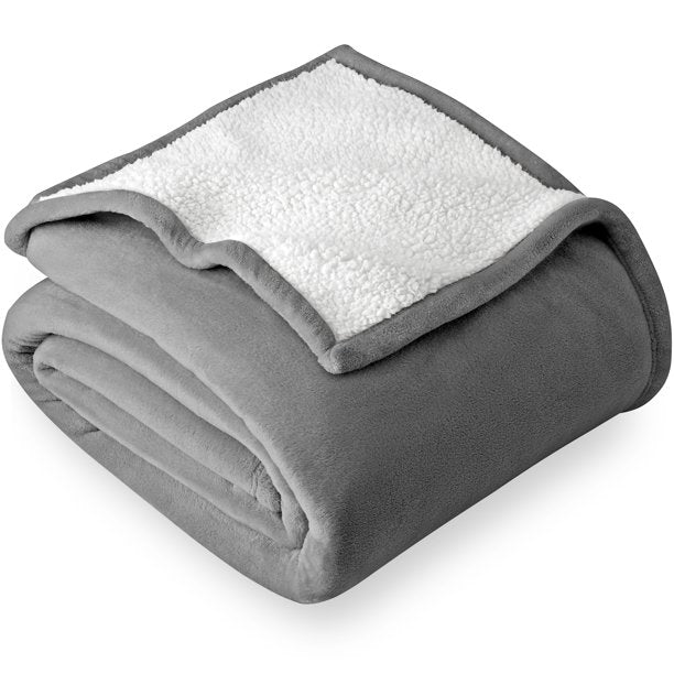 Bare Home Blanket Sherpa Reversible in Gray Twin or Twin XL