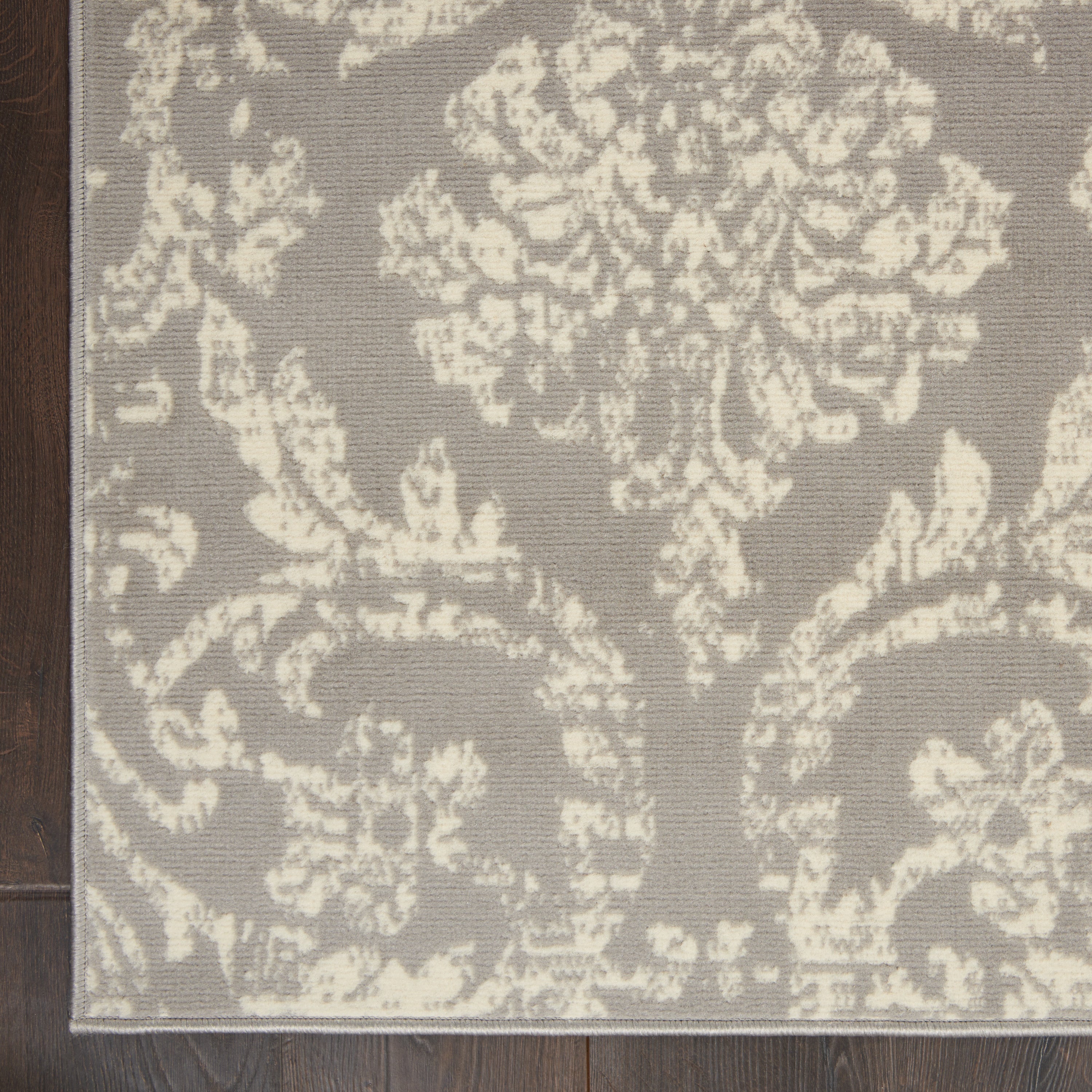 Area Rugs Distressed Damask Grey  5ft 3in x 7ft 3in