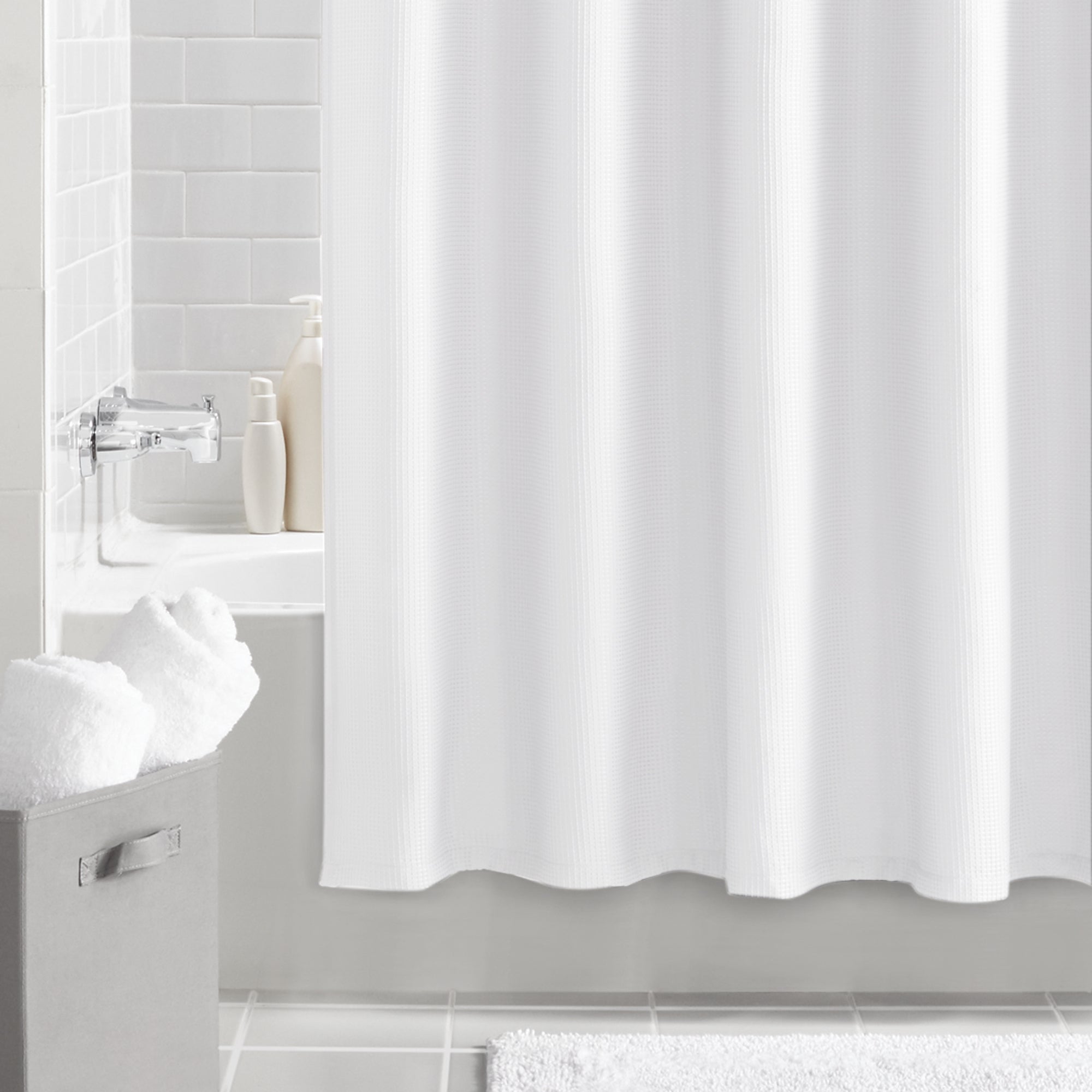 Fabric Shower Curtain in White 70x72 Inches