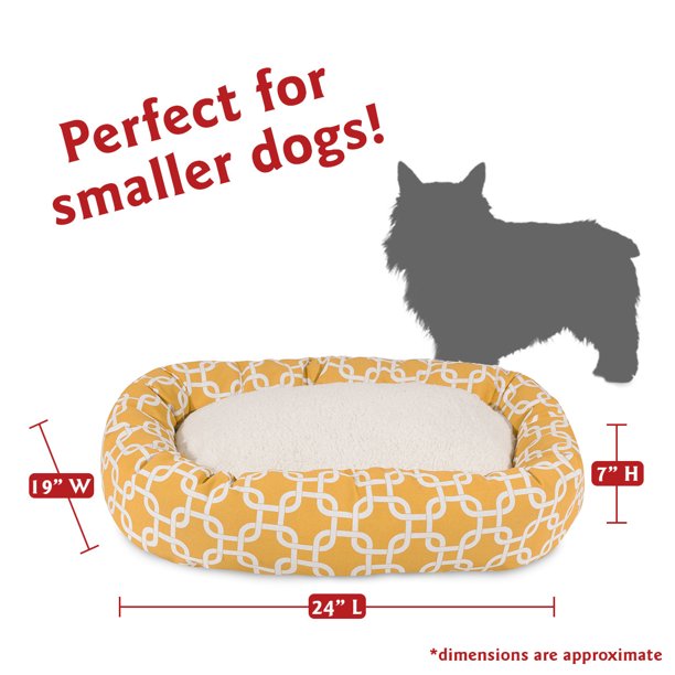 Sherpa Bagel Pet Bed in 24 Inches Yellow Small