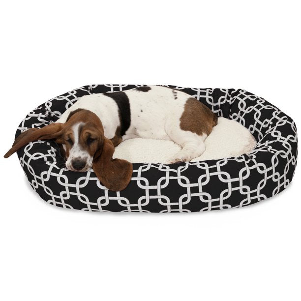 Sherpa Bagel Pet Bed in 32 Inches Medium Black