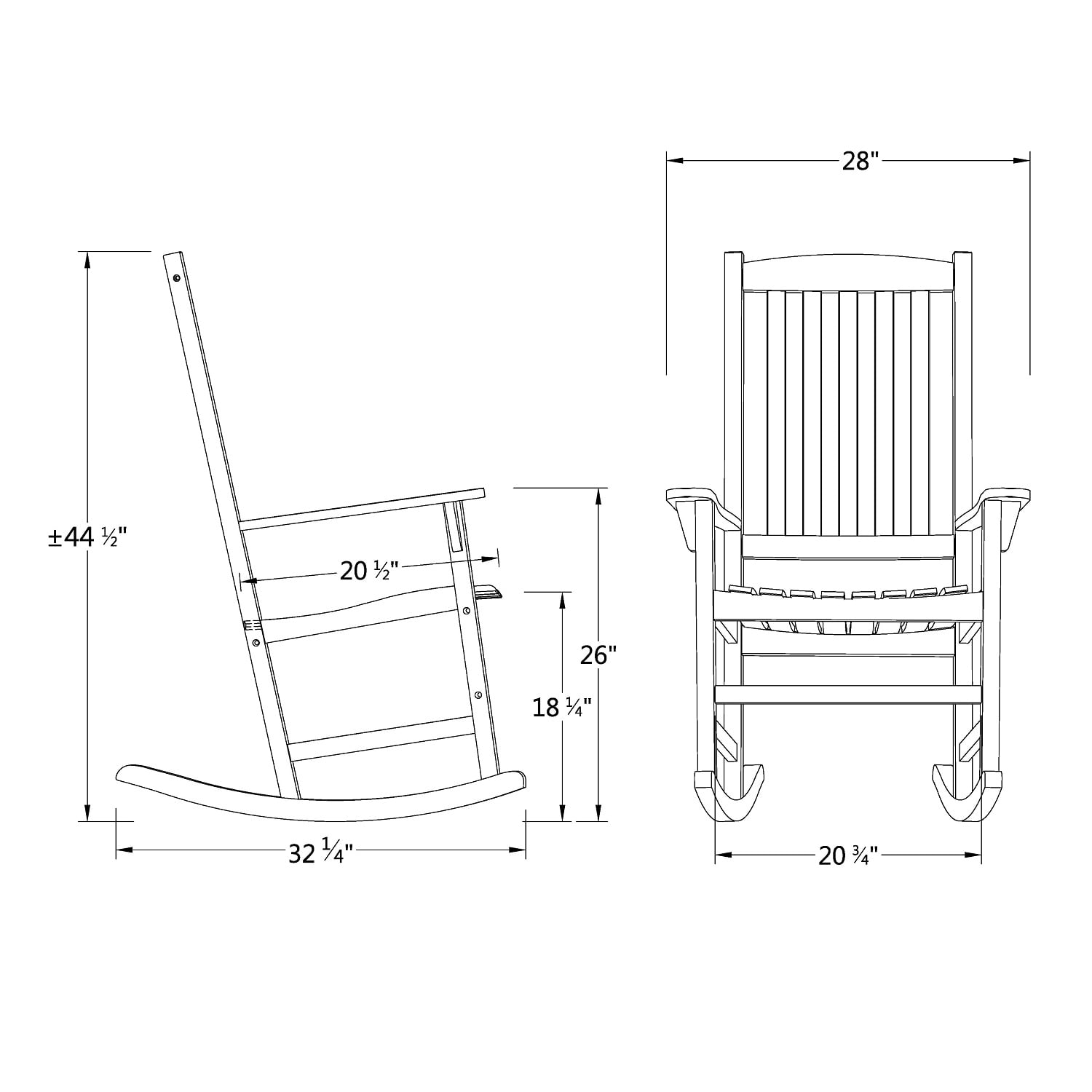 Wooden Front Porch Rocking Chair for Outdoor Patio in White