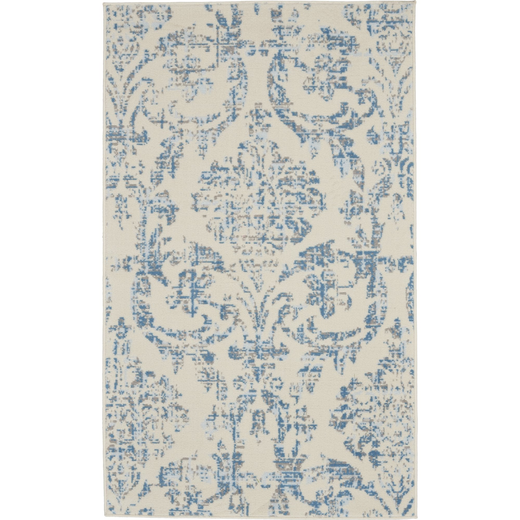 Area Rugs Distressed Damask in Blue 36ft x 5ft