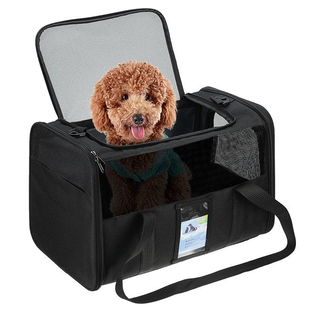 Soft Sided Pet Travel Carrier in 17x12x11 Inches Black