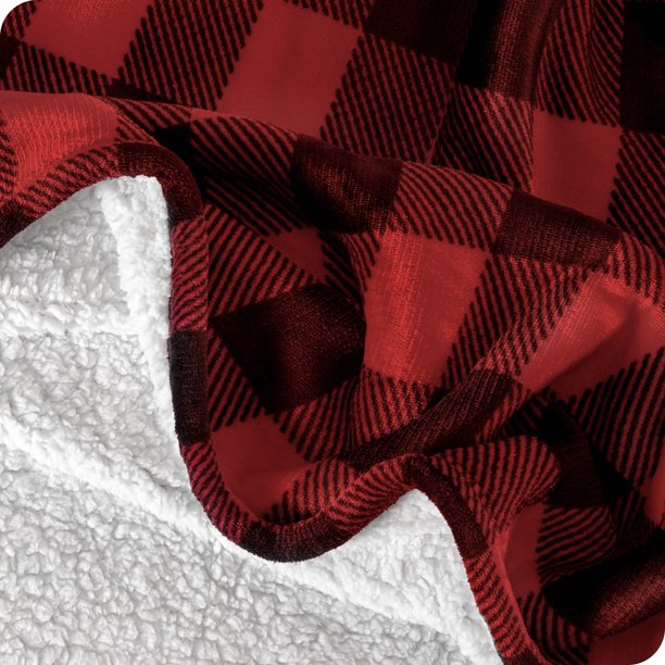 Bare Home Blanket Sherpa Reversible in Red or Black Twin or Twin XL