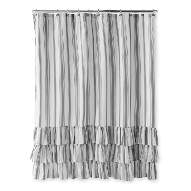 Shower Curtain in Charcoal and White 72x72 Inches