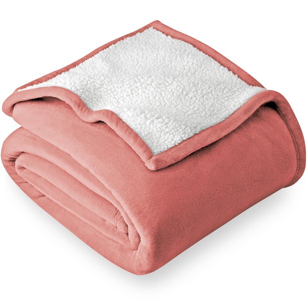 Bare Home Blanket Sherpa Reversible in Dusty Rose Twin or Twin XL