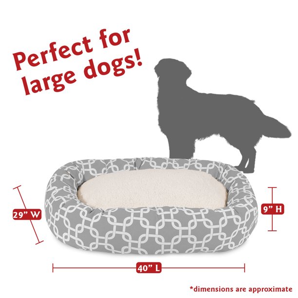 Sherpa Bagel Pet Bed in 40 Inches Grey Large