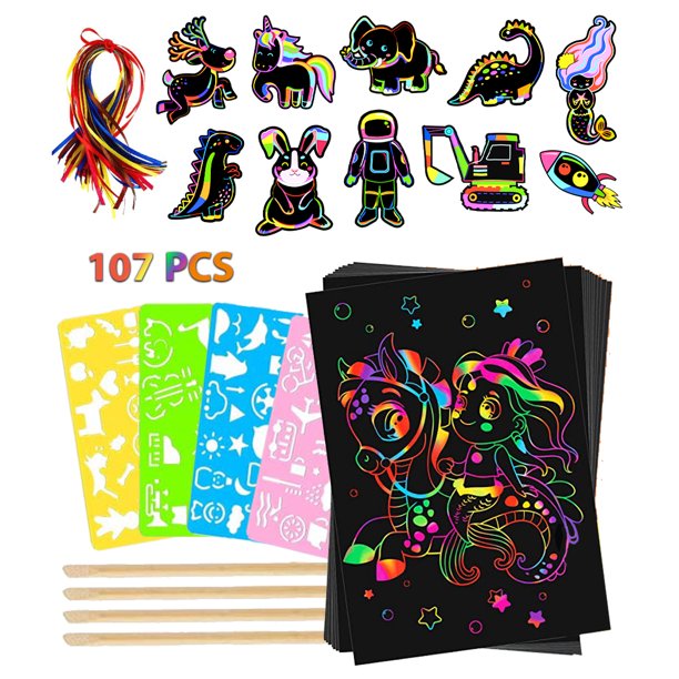 Rainbow Card Scratch Art 50 Sheets