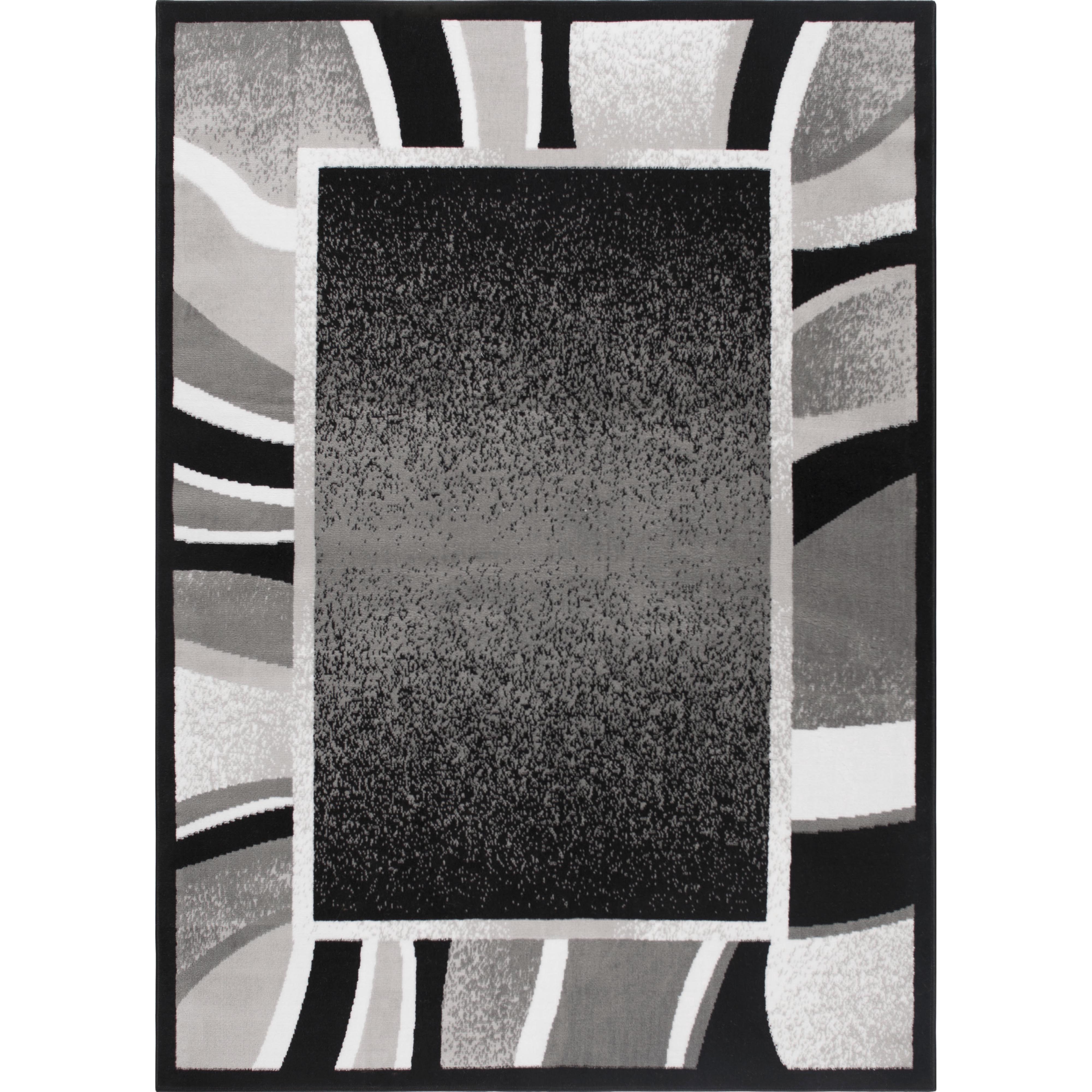 Abstract Border Area Rug Black and Grey 149x110 Inches