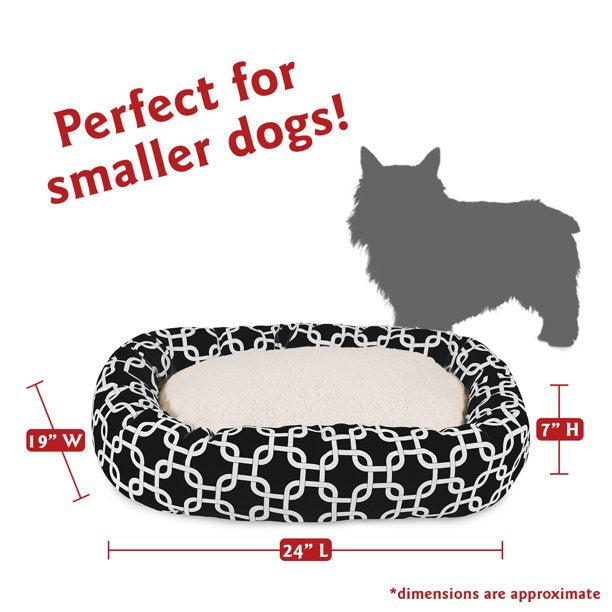 Sherpa Bagel Pet Bed in 24 Inches Small Black