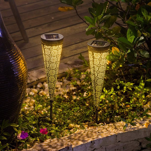 Torch Stake Lights for Pathway Solar Power Bronze