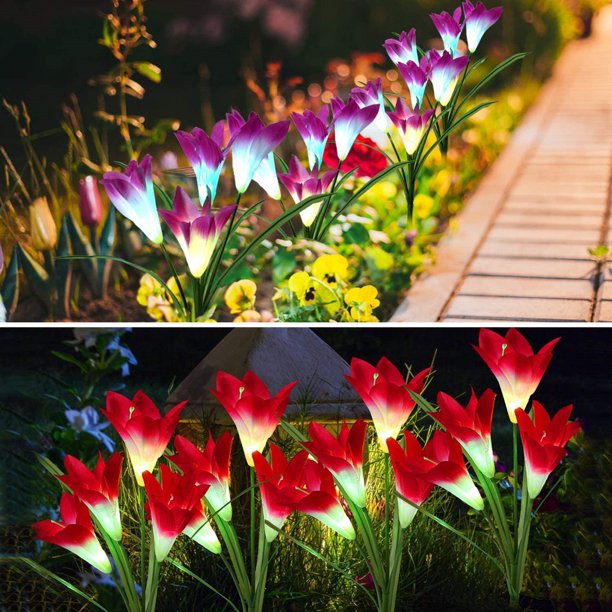 Solar Garden Lights Lily Flower 8 Pieces