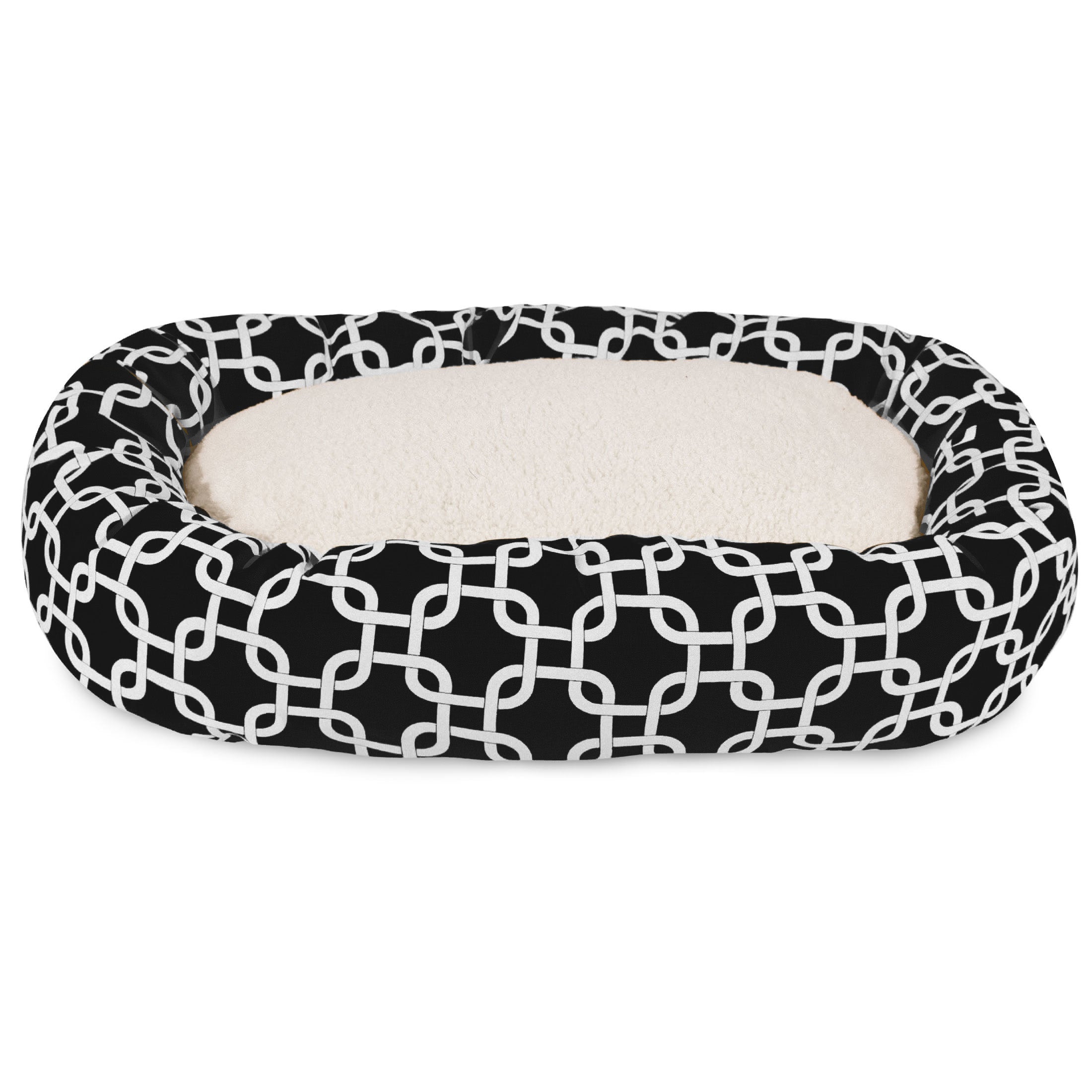 Sherpa Bagel Pet Bed in 32 Inches Medium Black